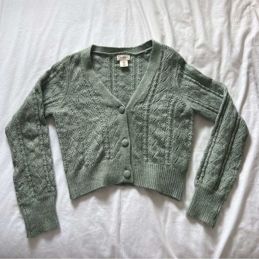 Knit Cropped Cardigan Sweater